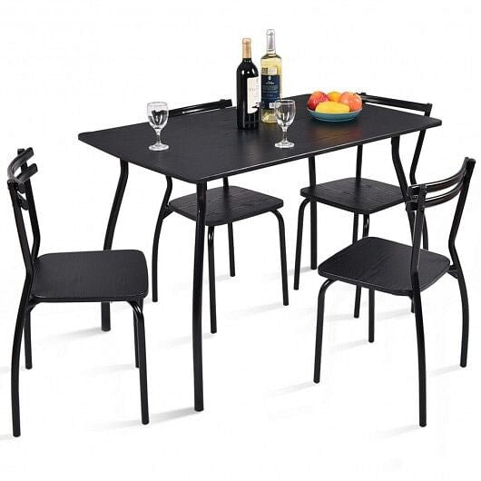 5 Pieces Dining Table Set with 4 Chairs and Backrests-2