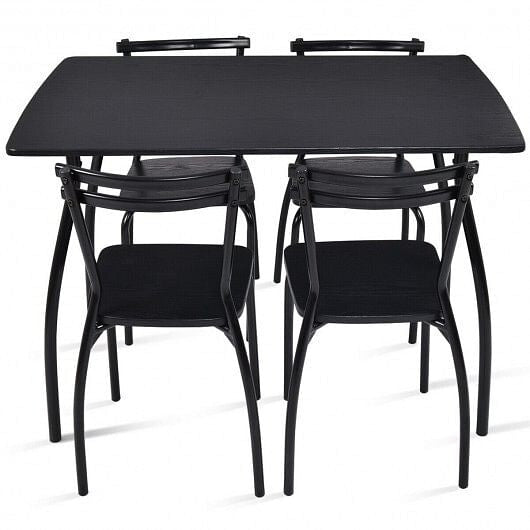 5 Pieces Dining Table Set with 4 Chairs and Backrests-3