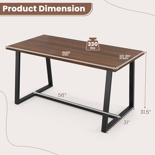 Large Dining Table with Heavy-duty Metal Frame and Anti-slip Foot Pads-Black-7