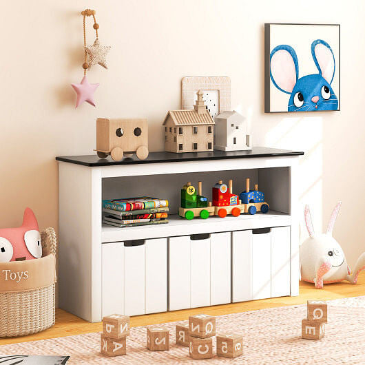 Kids Toy Storage Organizer with Blackboard Top-3-Drawer-1