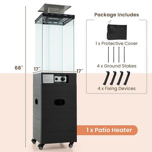 40000 BTU Patio Heater Outdoor Propane Gas Heater with Cover and Wheels-Black-1
