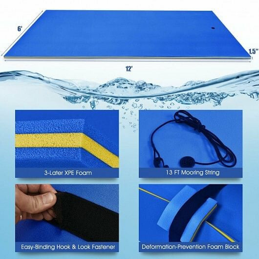 12' x 6' 3 Layer Floating Water Pad-Green-12