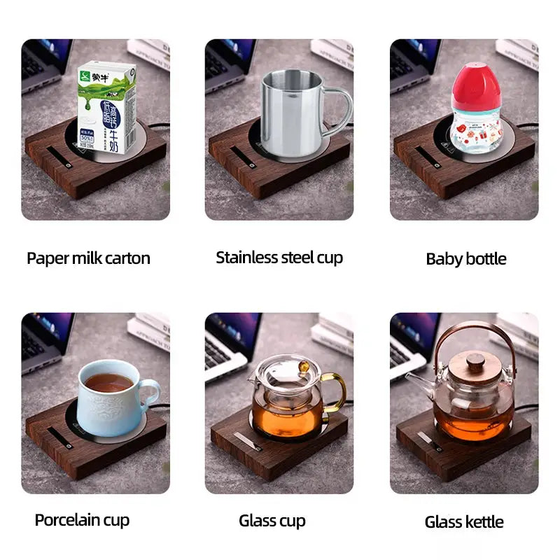 100°C Cup Heater Mug Warmer Hot Tea Makers Automatic Warmer Coaster 5 Gear Temperature Cup Heaters Coffee Milk Tea Heating Pad-4