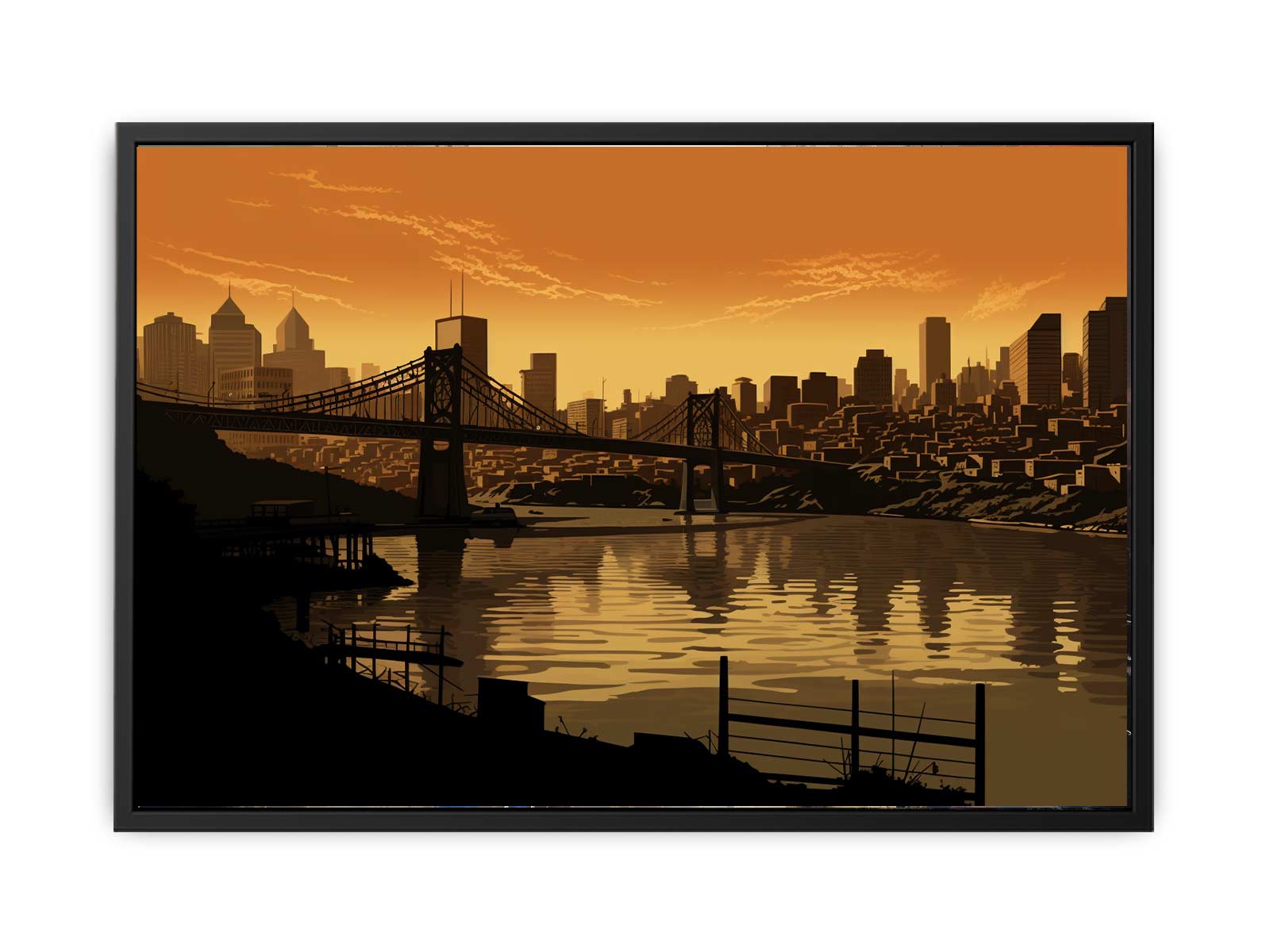 Story Bridge Sepia Art Canvas Art Print-4