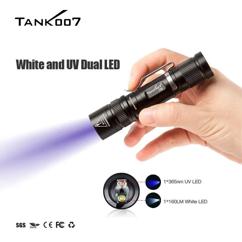 Tank007 F2 Dual LED Lighting & Fluorescence Detector Zoom Flashlight-1