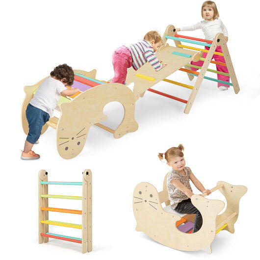 7-in-1 Indoor Climbing Toys for Toddlers with Reversible Ramp-Multicolor-4