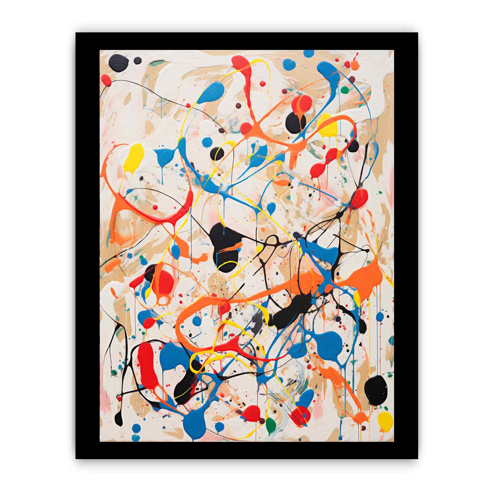 White Art Dripping Color Painting Canvas Art Print-7
