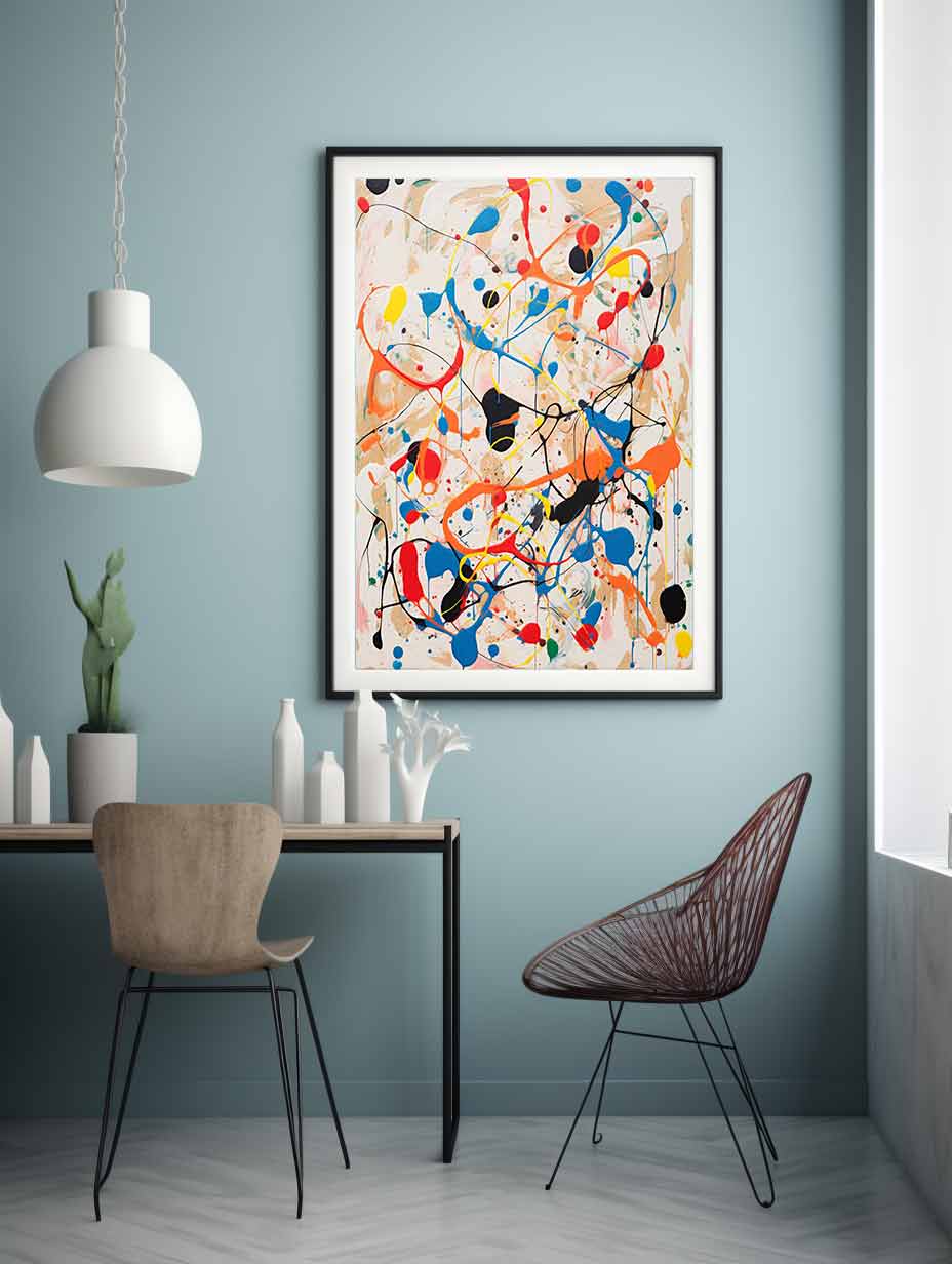 White Art Dripping Color Painting Canvas Art Print-1