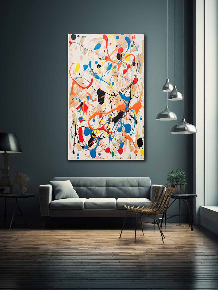 White Art Dripping Color Painting Canvas Art Print-2