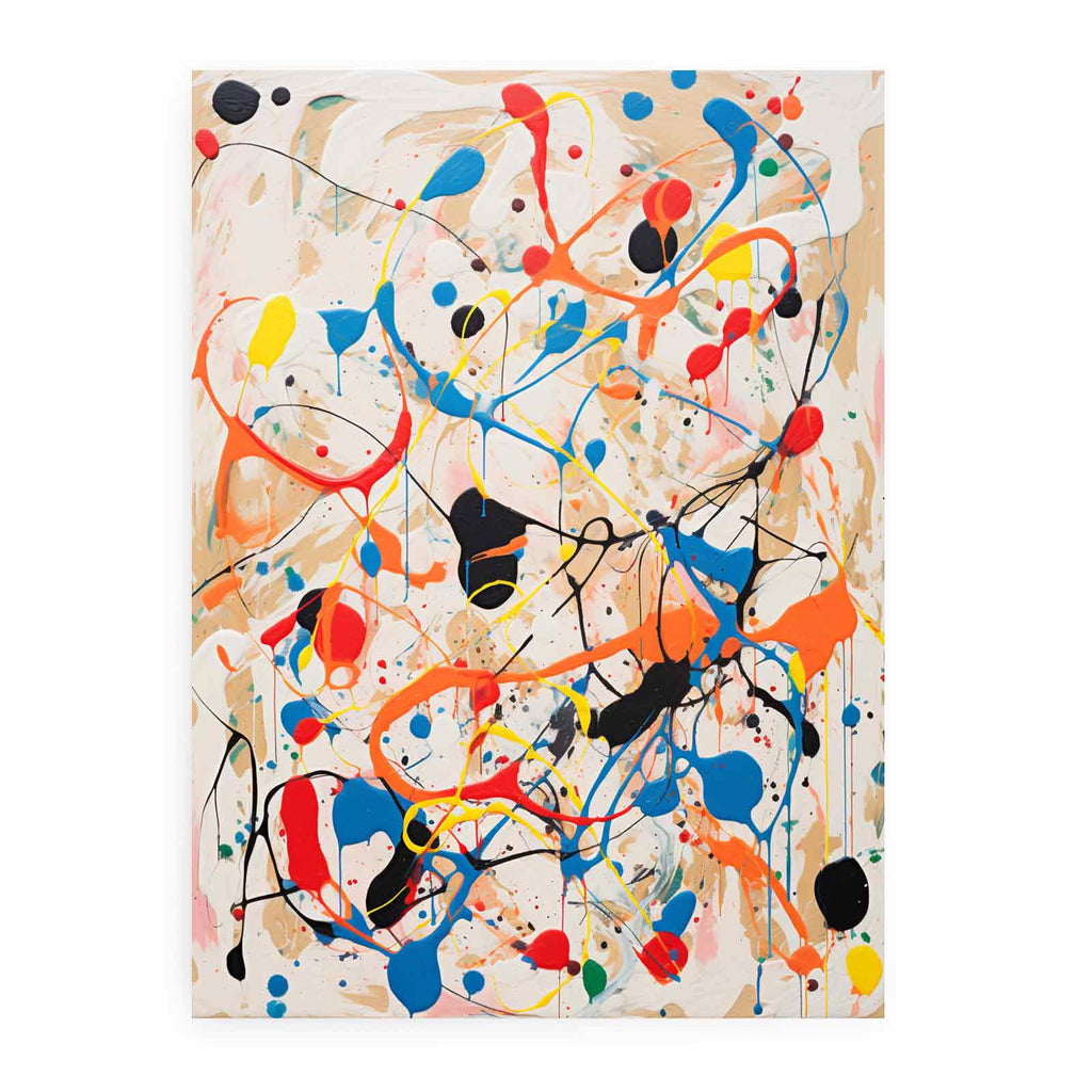 White Art Dripping Color Painting Canvas Art Print-0