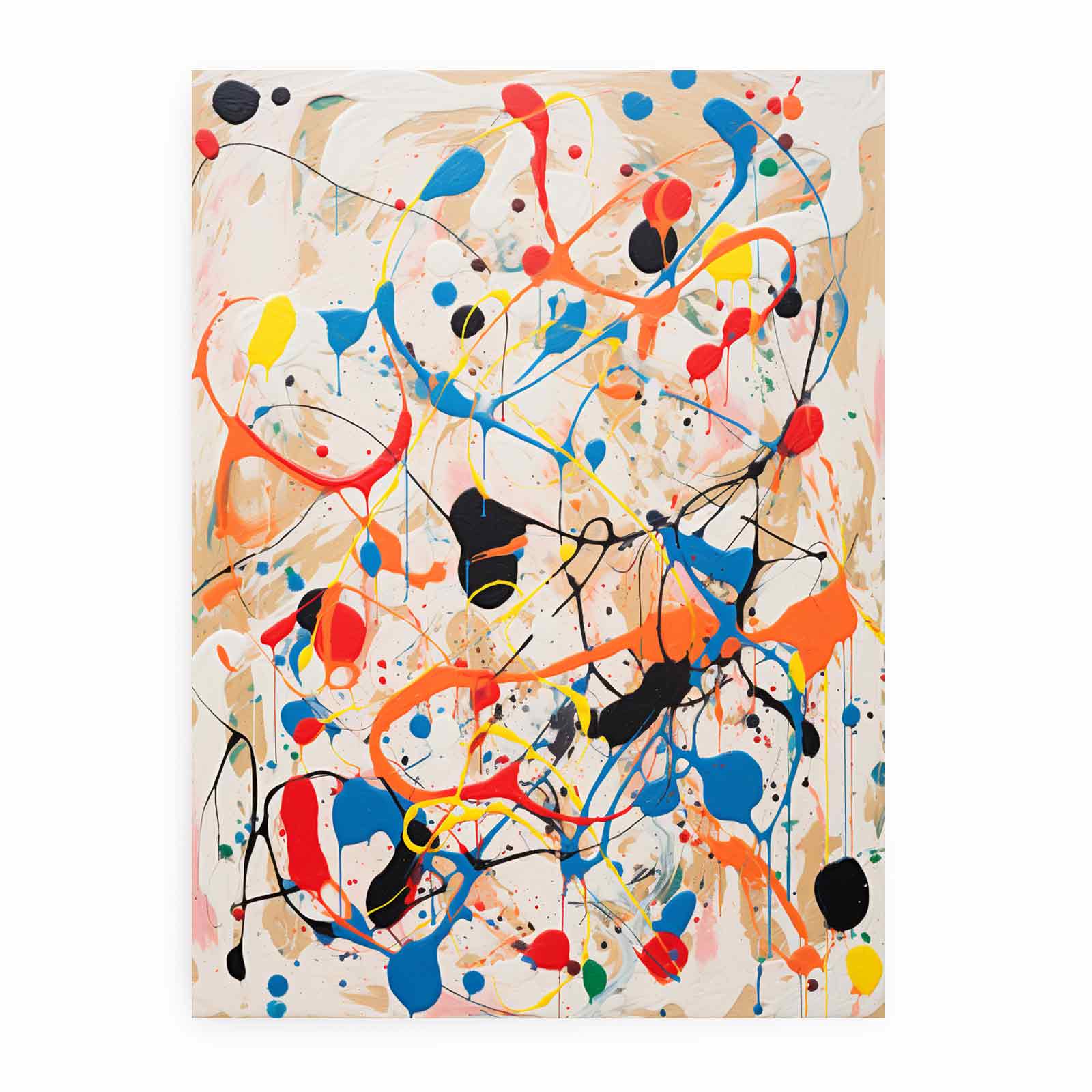 White Art Dripping Color Painting Canvas Art Print-0