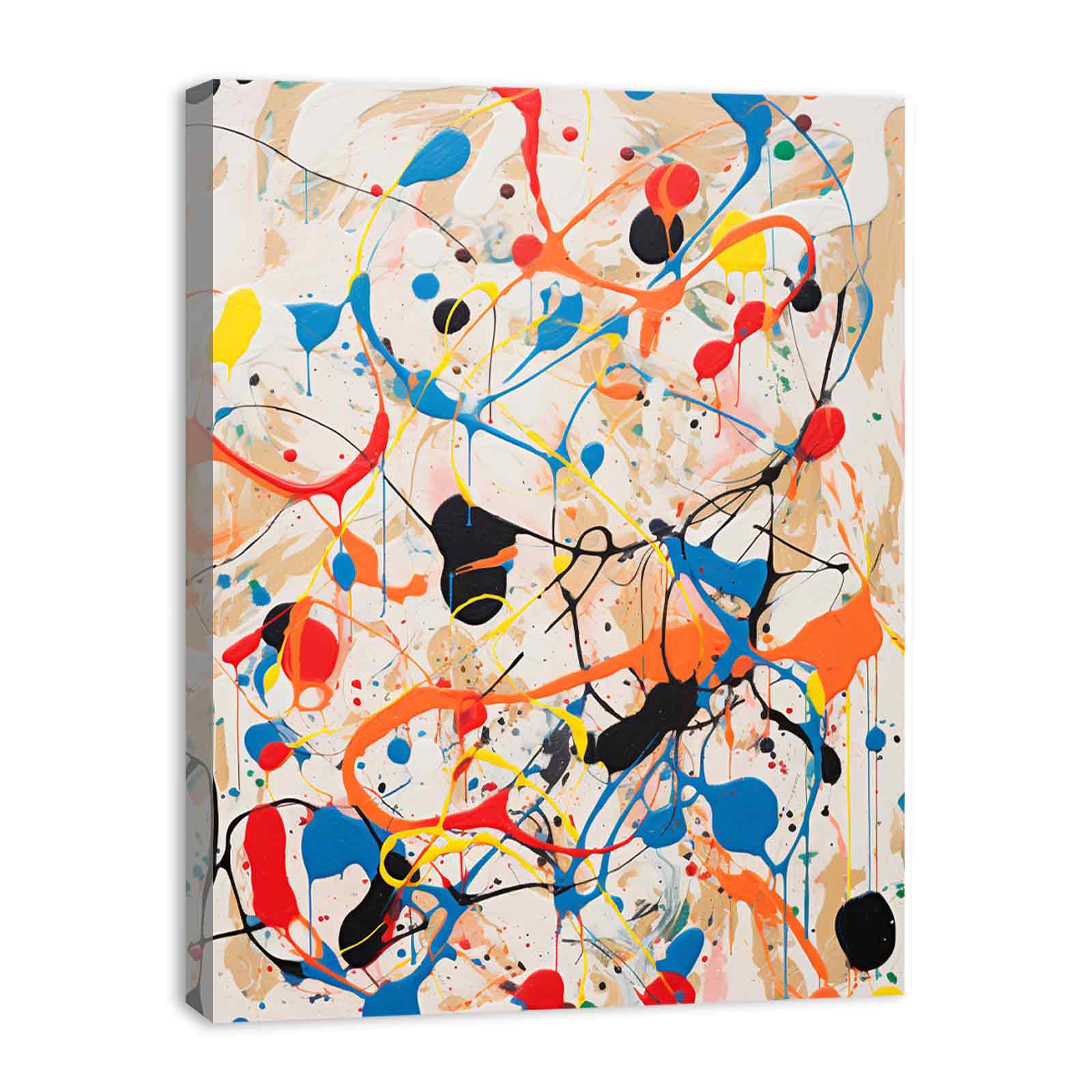 White Art Dripping Color Painting Canvas Art Print-3