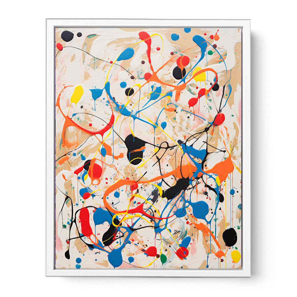 White Art Dripping Color Painting Canvas Art Print-5