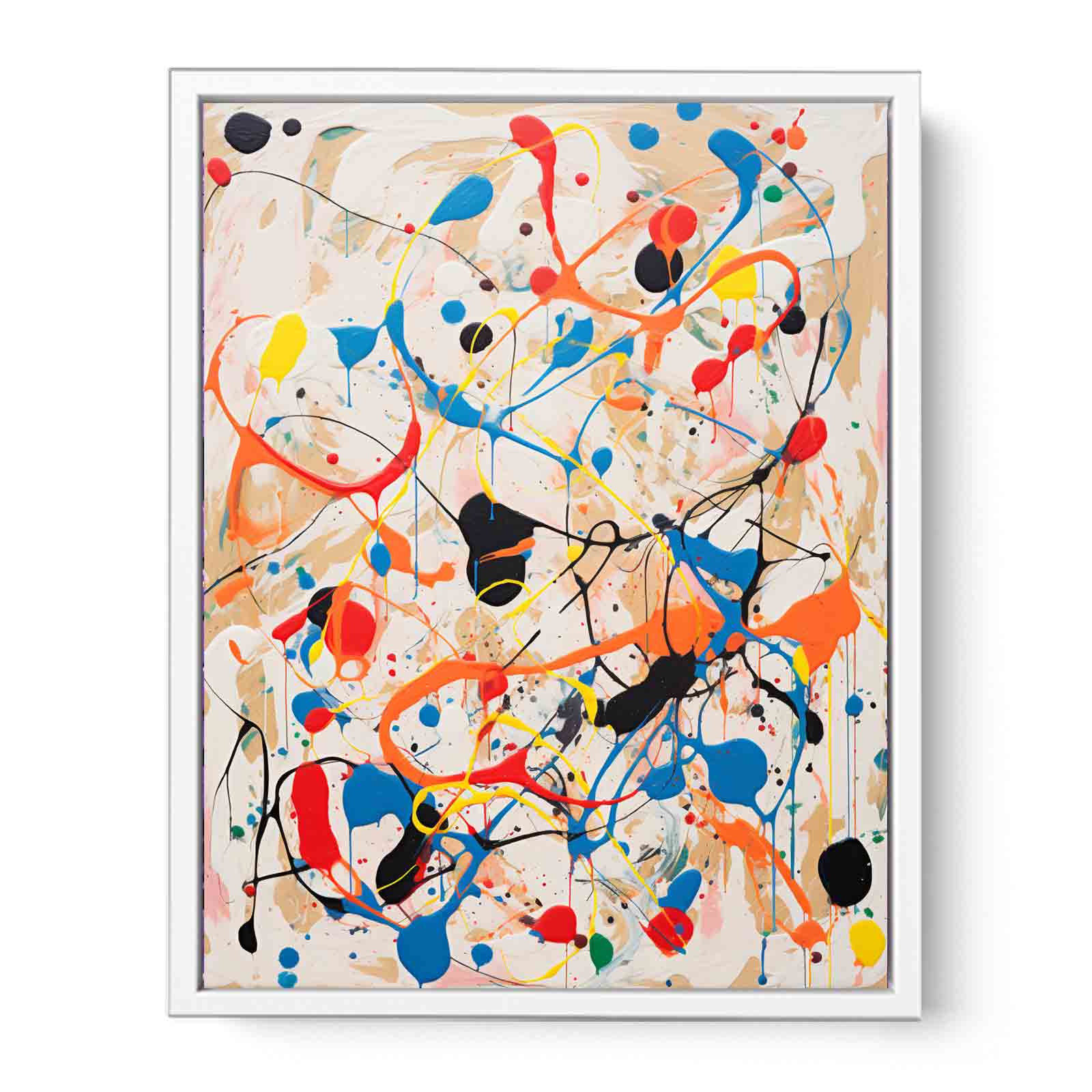 White Art Dripping Color Painting Canvas Art Print-5
