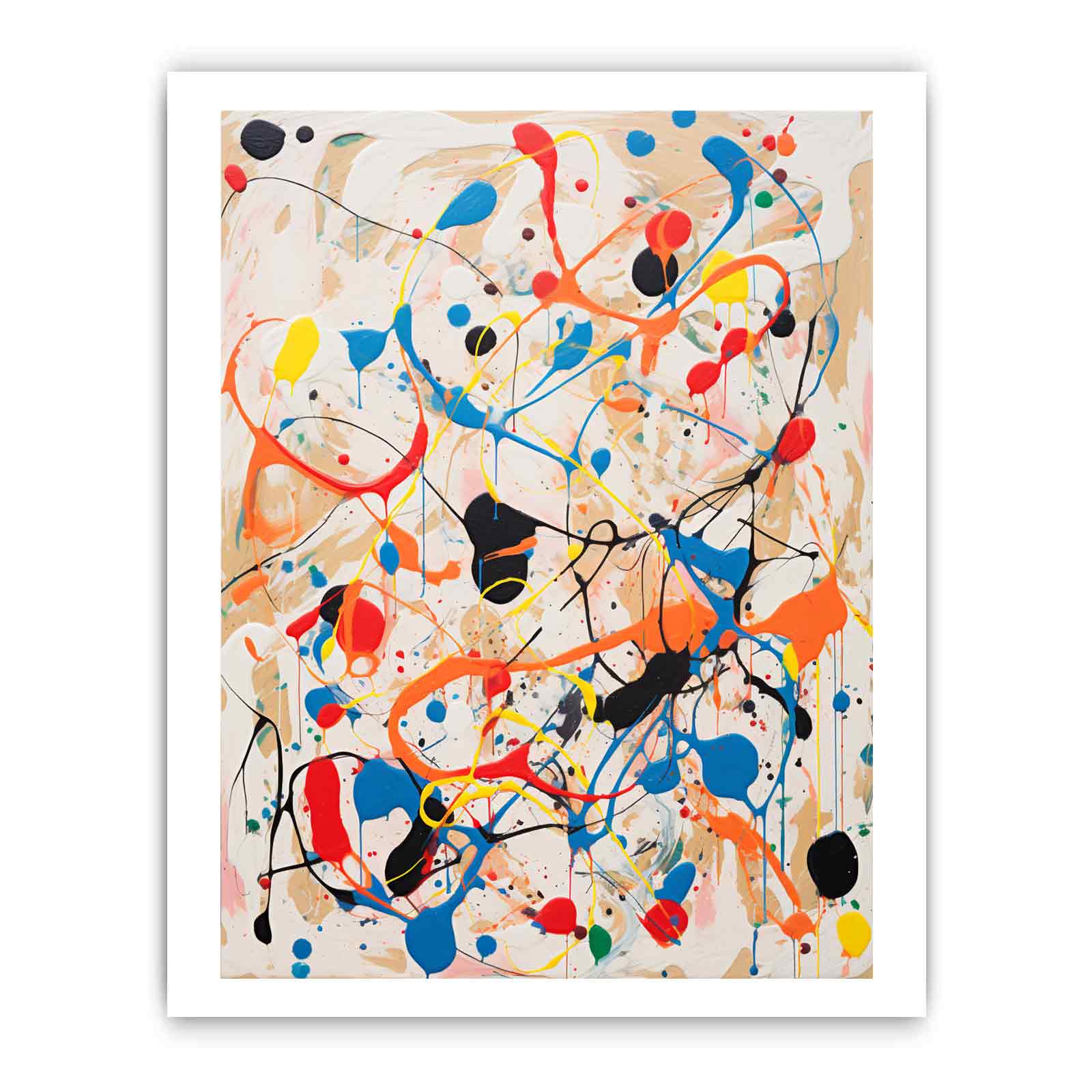 White Art Dripping Color Painting Canvas Art Print-8