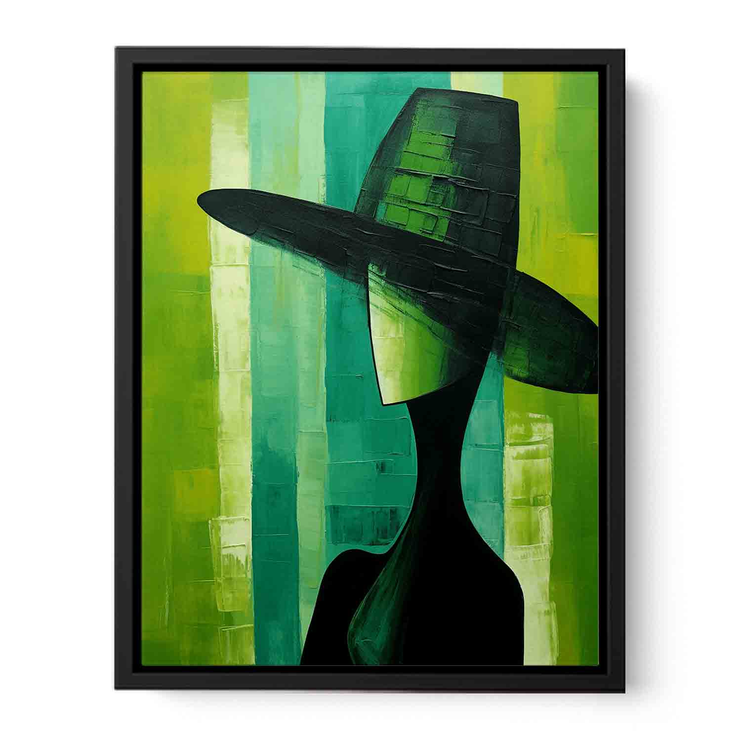 Green Hat Modern Women Art Canvas Art Print-4