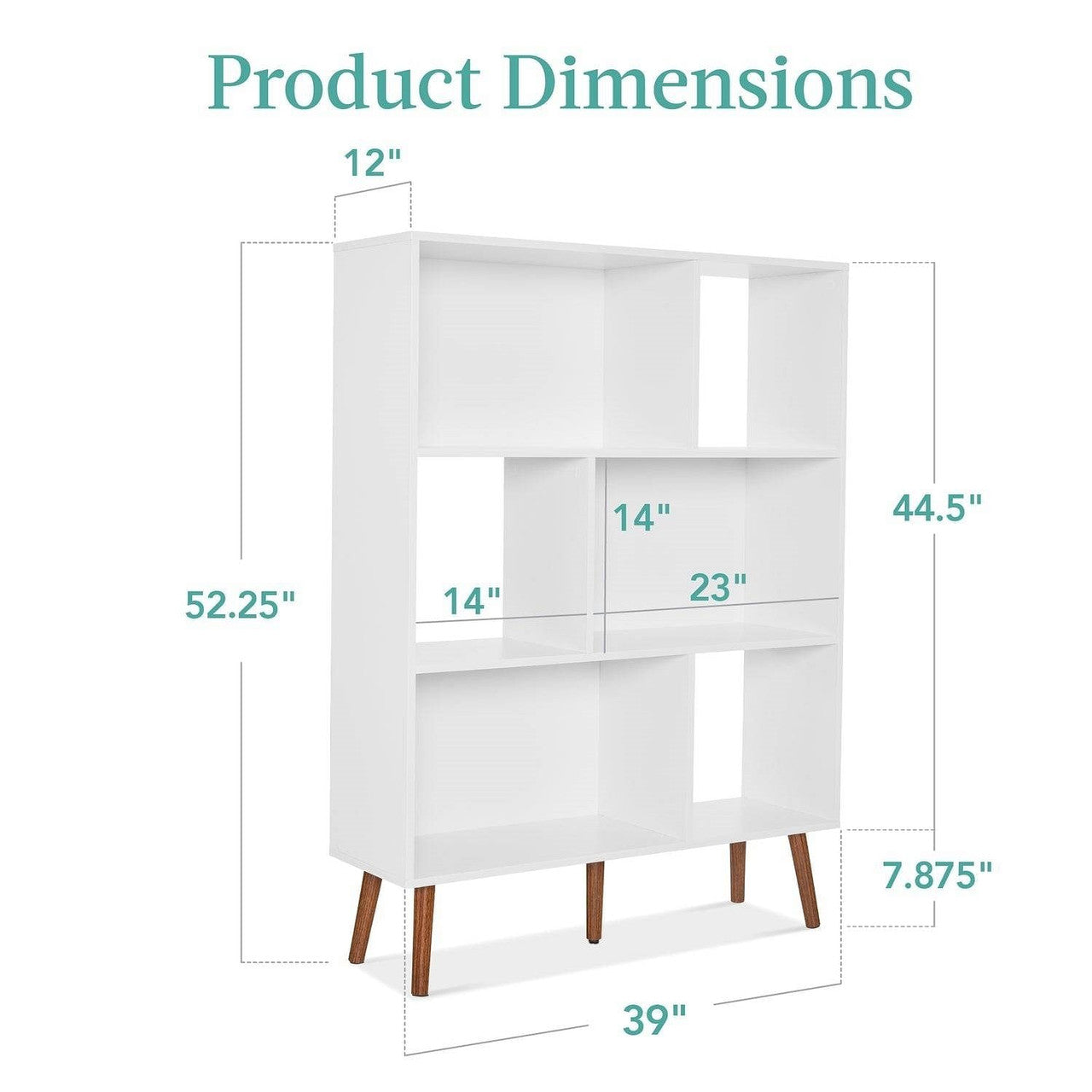 Mid Century Modern Style Bookcase Storage Shelving Unit in White Wood Finish-0