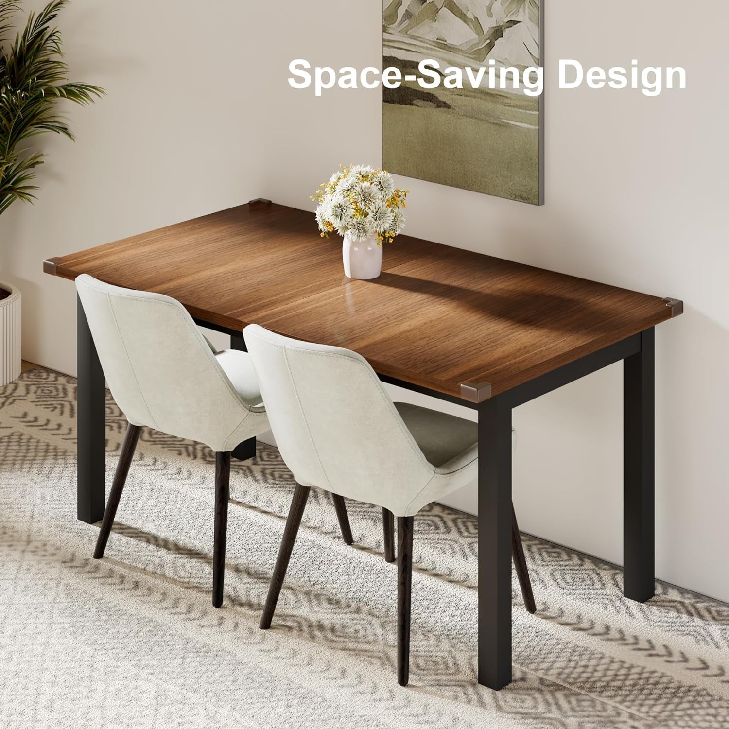 63" Extendable Dining Table, Modern Farmhouse Dining Room Table for