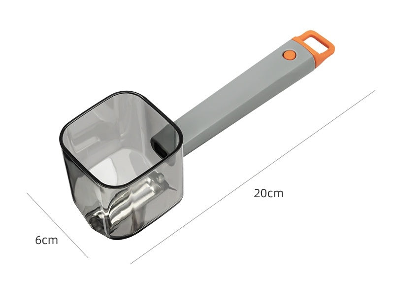 Measuring scoop with dimensions on a white background
