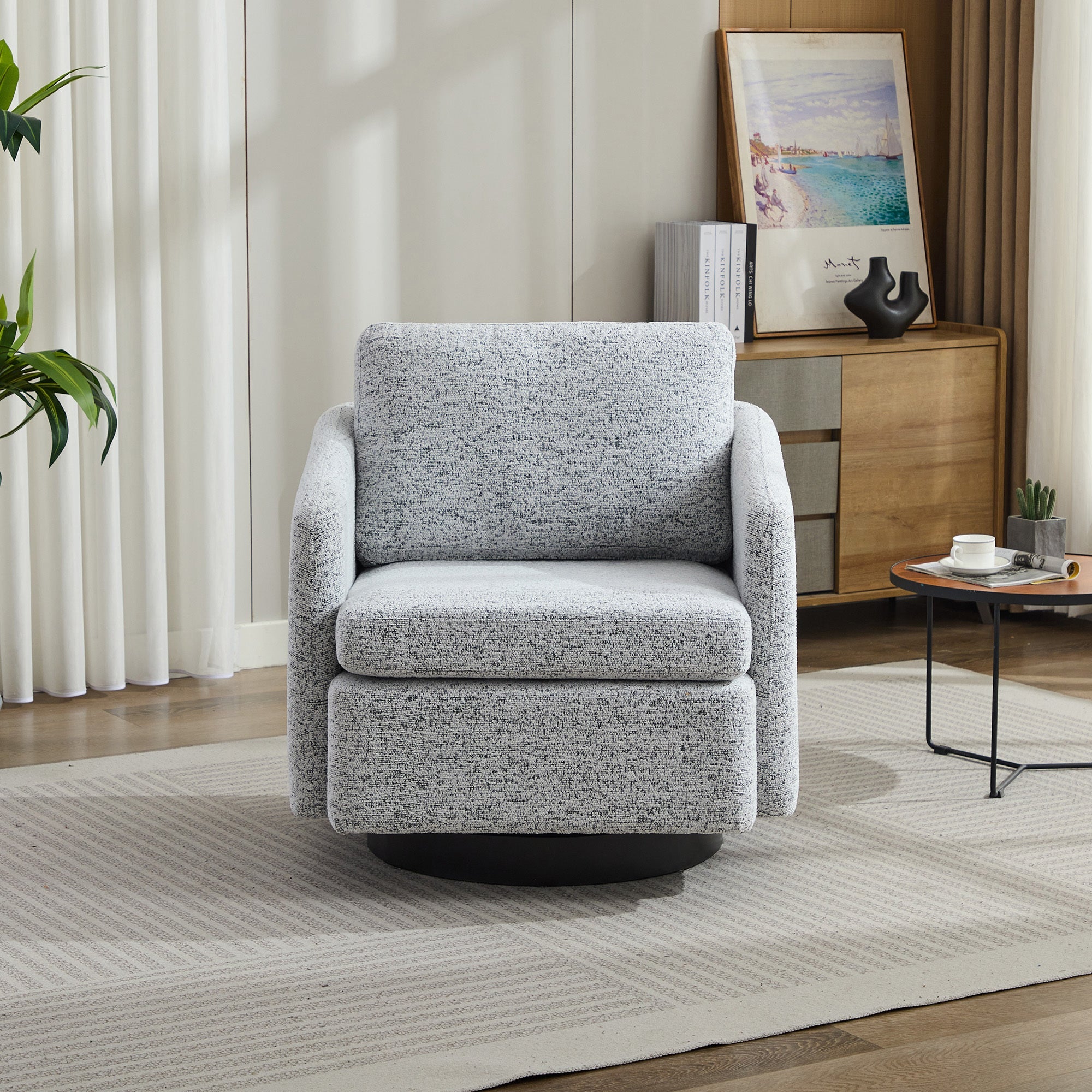 31.5"W  Comfy Round Swivel Accent Chair-2