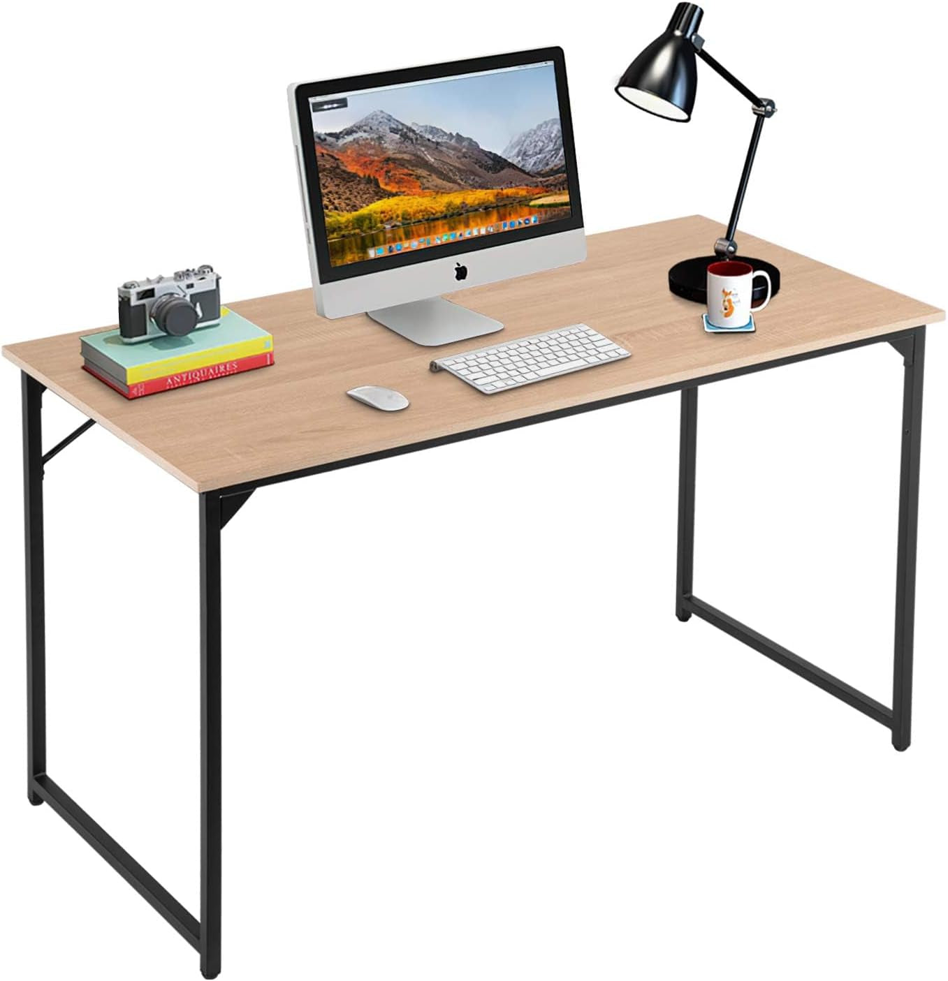 Computer Desk,47.2 Inches Home Office Desk Writing Study Table Modern Simple Style PC Desk with Metal Frame，Nature-0