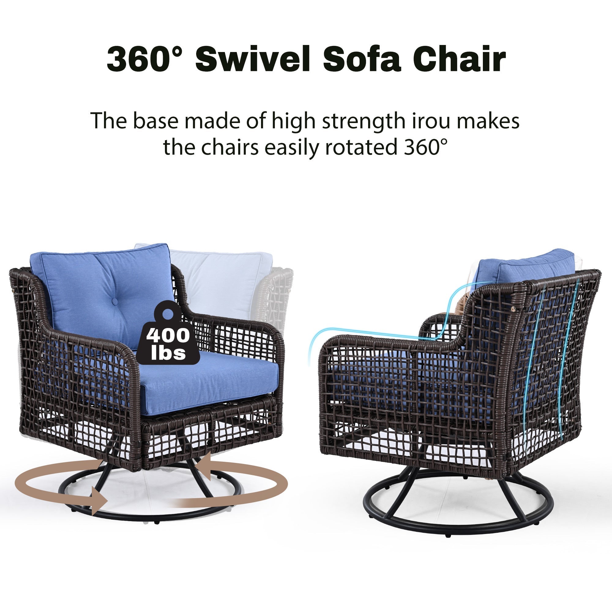 4-Piece Patio Furniture Set with Swivel Chairs