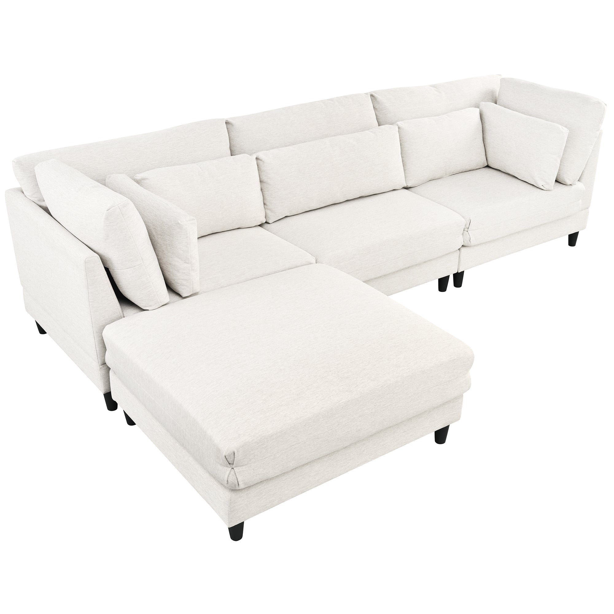 Modern Modular Sectional Sofa with Movable Ottoman