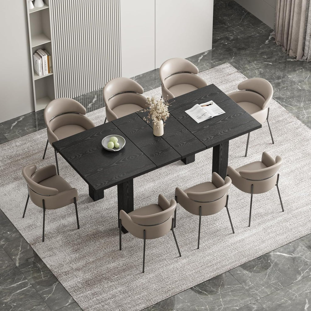 Extendable Dining Table for 6-10 Person, 55'' to 78'' Modern Expandable Dining Room Table, Rectangle Farmhouse Conference Kitchen Table, Black-0