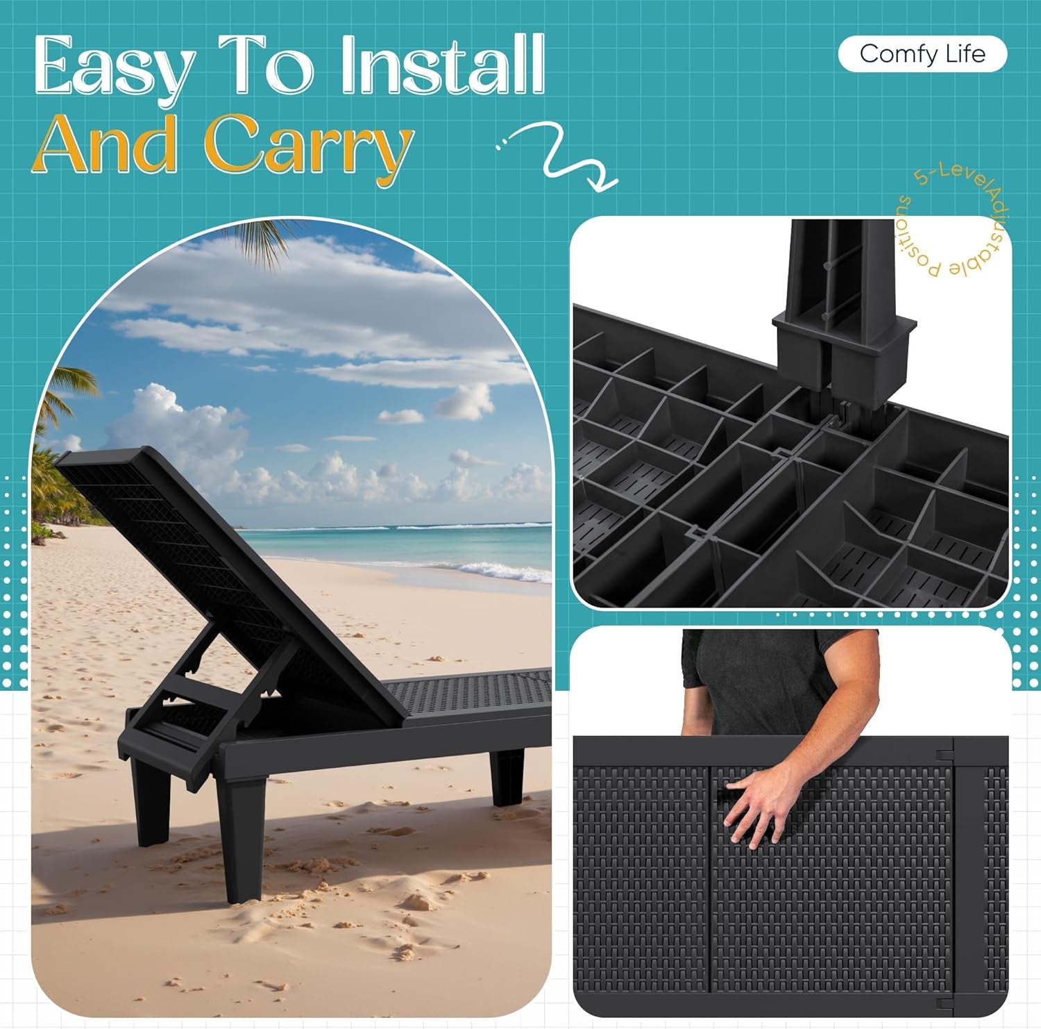 Adjustable Outdoor Chaise Lounge Chairs Set for Relaxation-4
