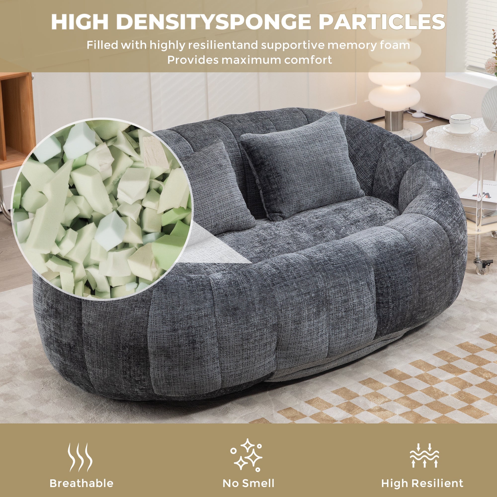 Bean Bag Lazy Sofa Durable Comfort Lounger-3