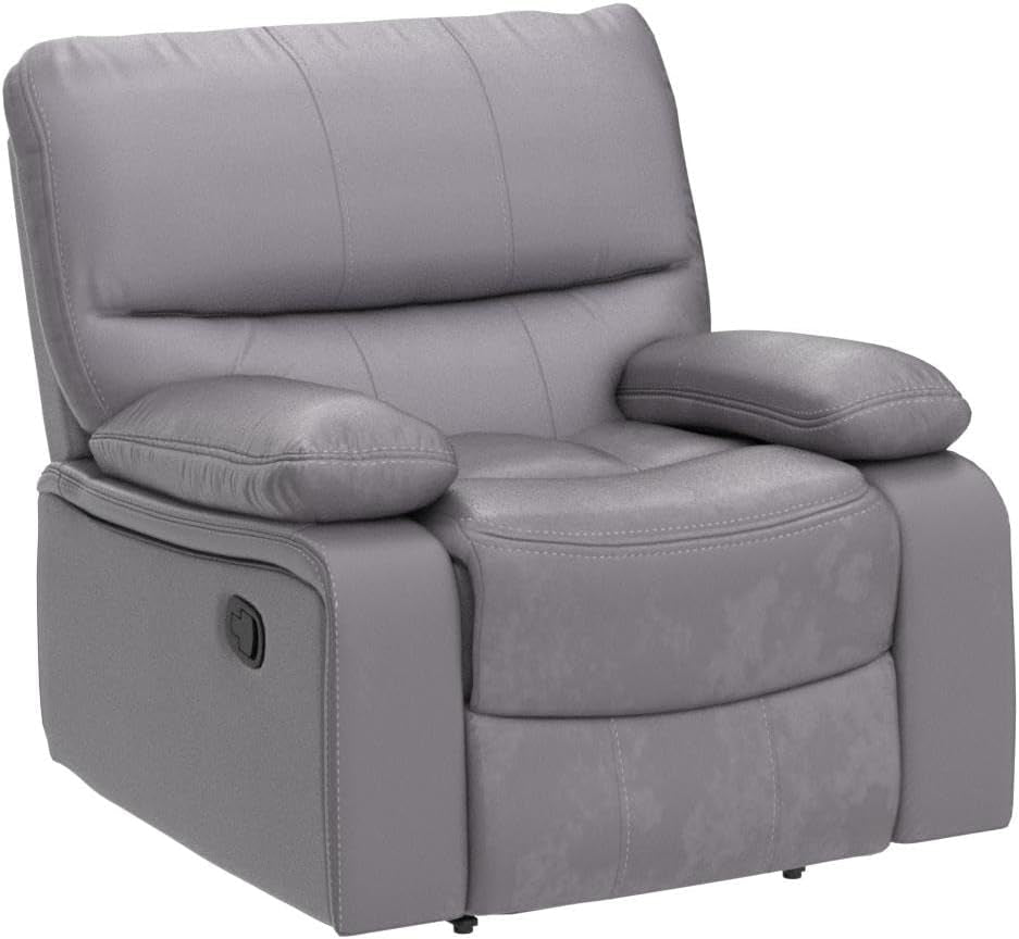 Microfiber Reclining Sofa Couch Set Living Room Set 8007 (Grey, Recliner)-3