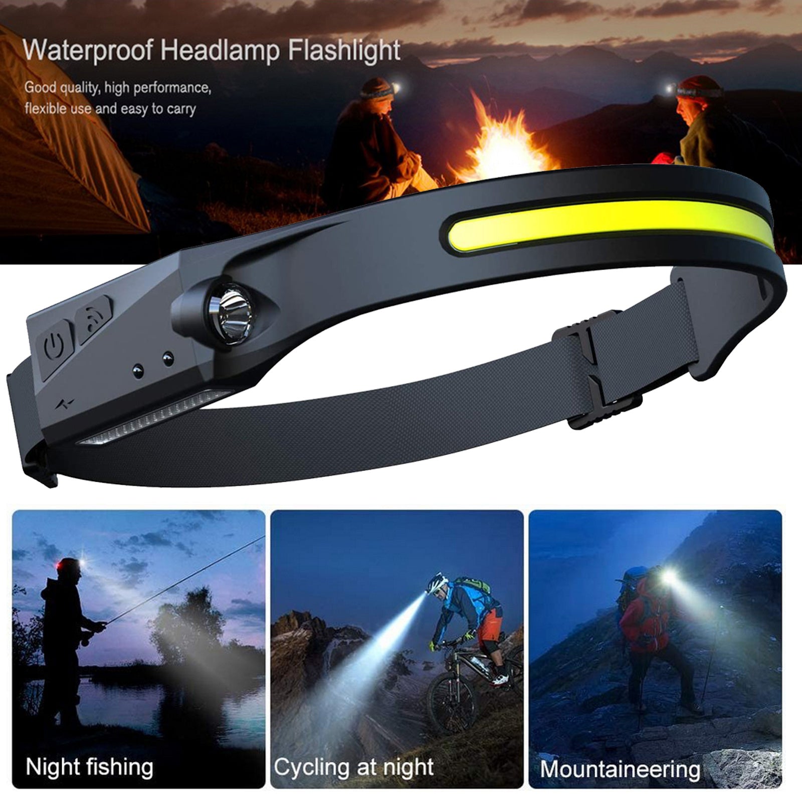 USB Rechargeable COB LED Headlamp