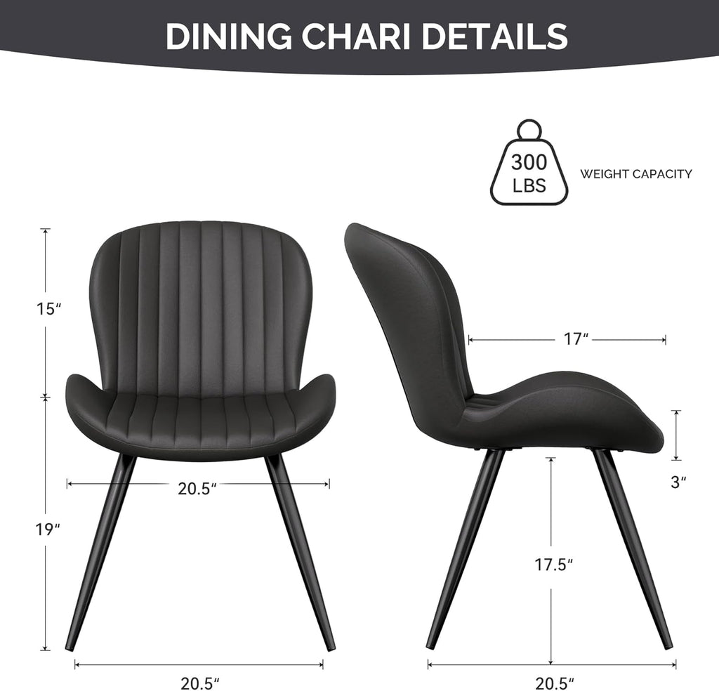 Dining Chairs Set of 6, Modern Dining Room Chairs Comfy Backrest Thick Upholstered Kitchen Chairs 19IN Height with Metal Legs Black-1