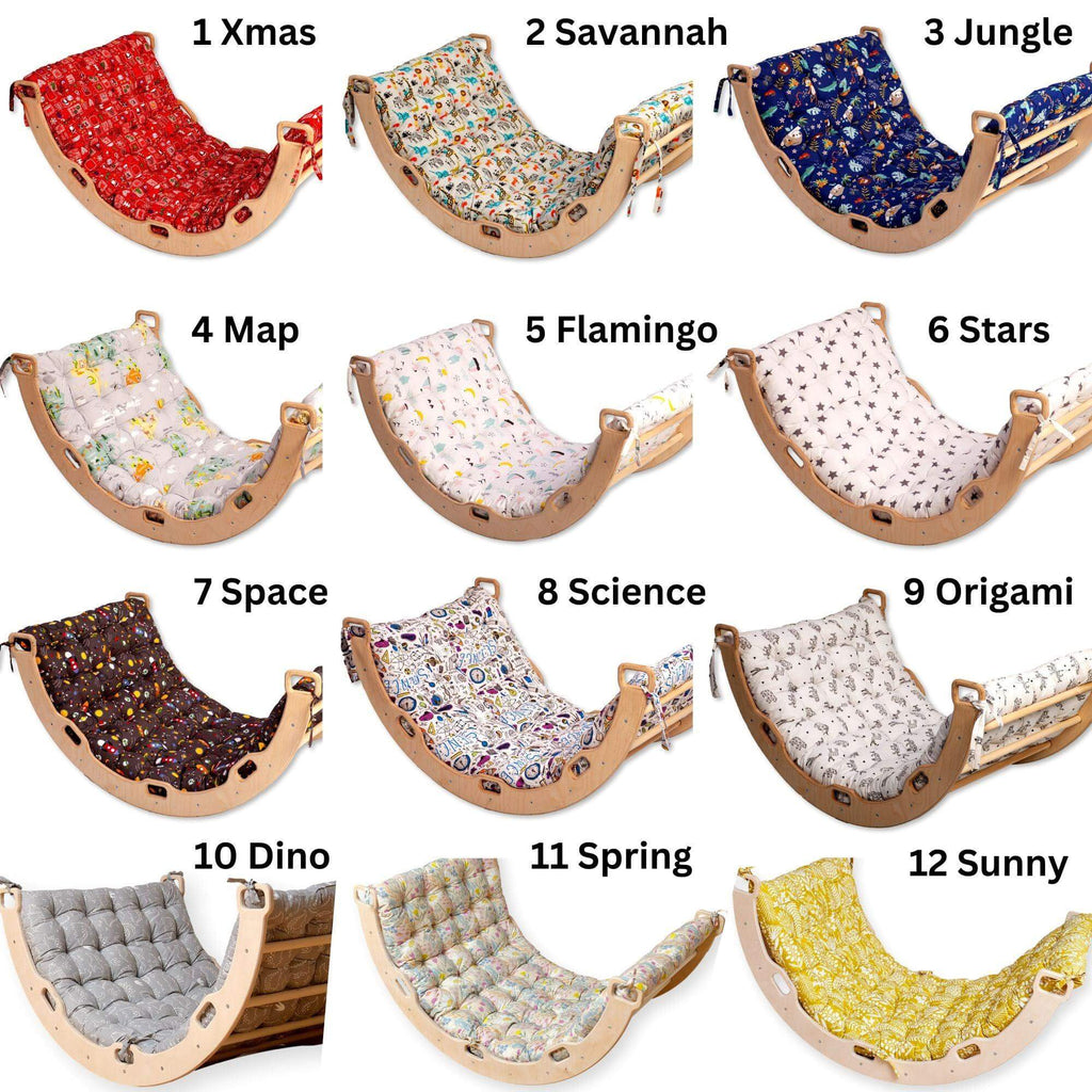 Large Montessori Climbing Arch/Rocker with Pillow Set-1
