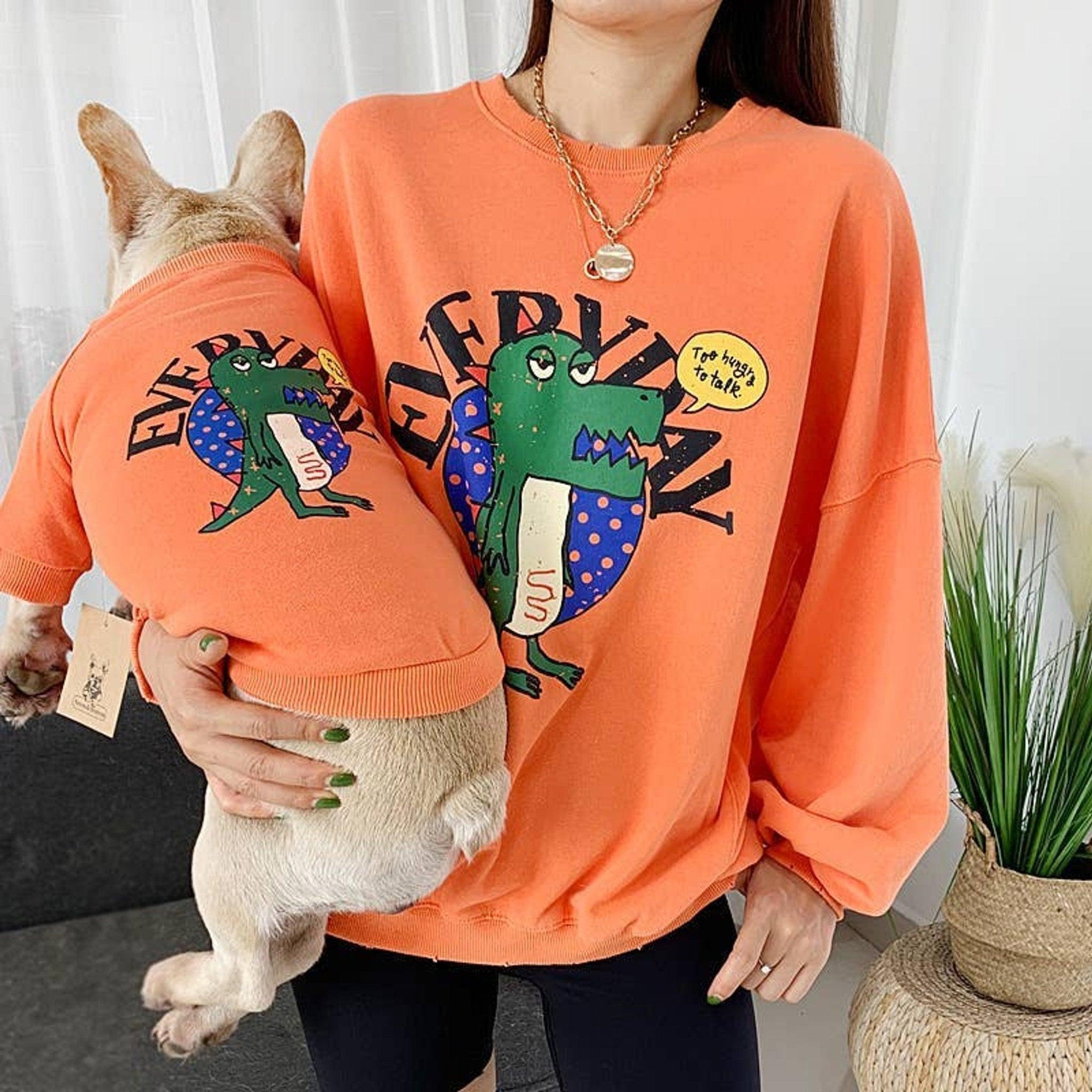 Cozy Love Print Matching Cardigan and Sweater Set for Pets and Owners-13