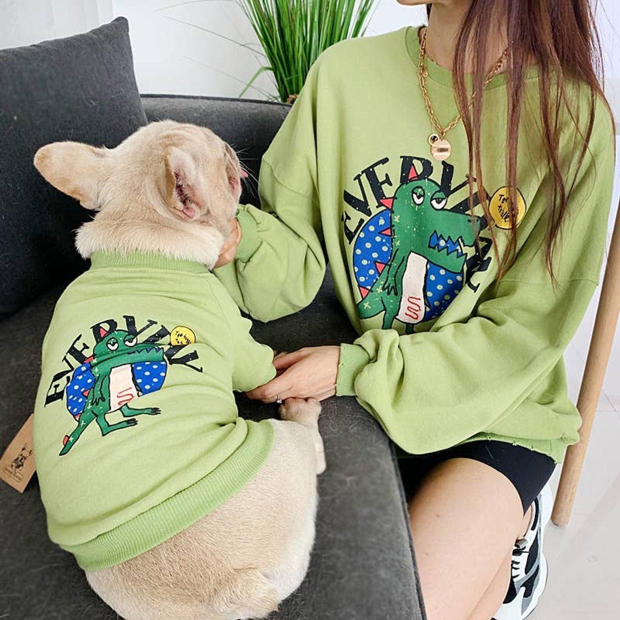 Cozy Love Print Matching Cardigan and Sweater Set for Pets and Owners-21
