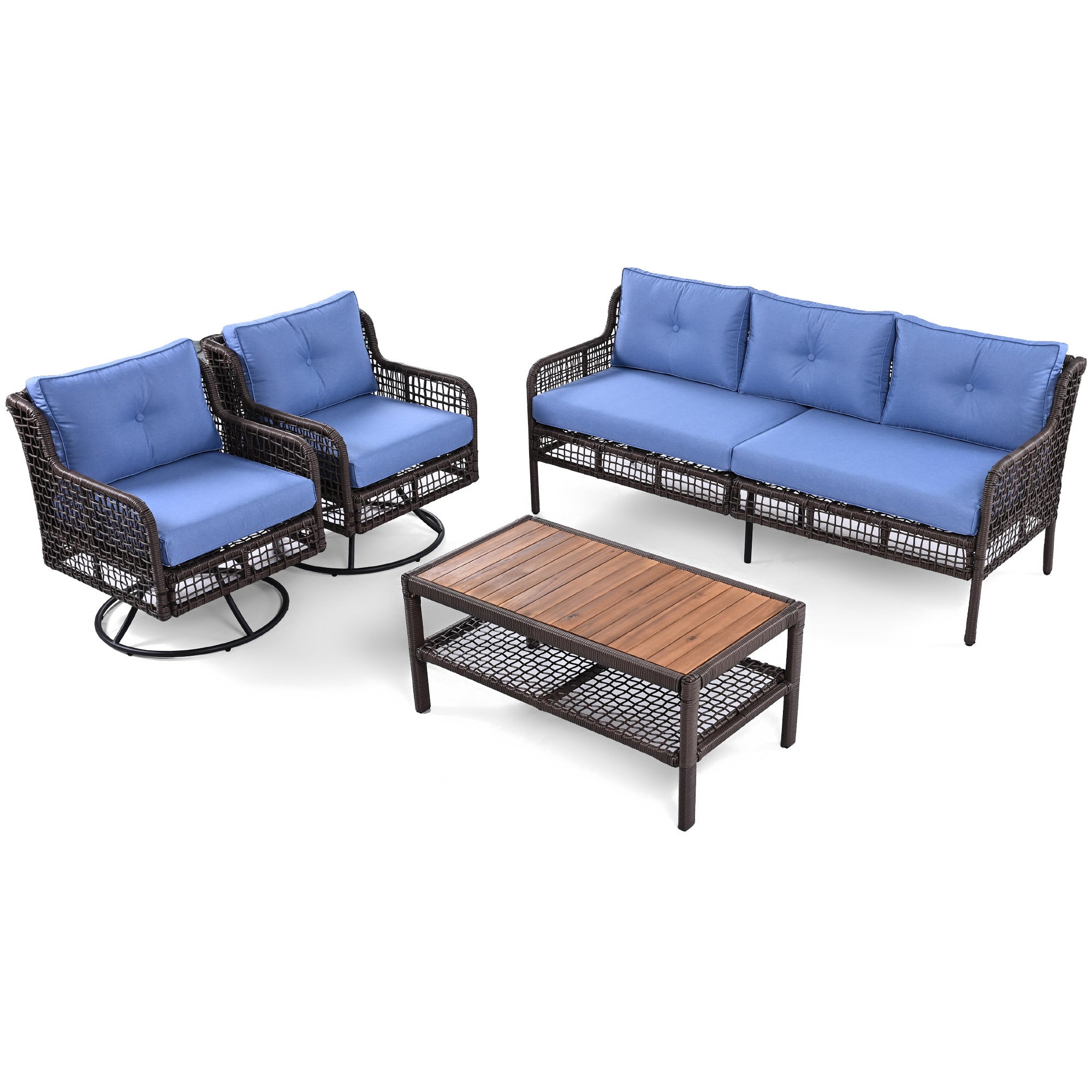 4-Piece Patio Furniture Set with Swivel Chairs