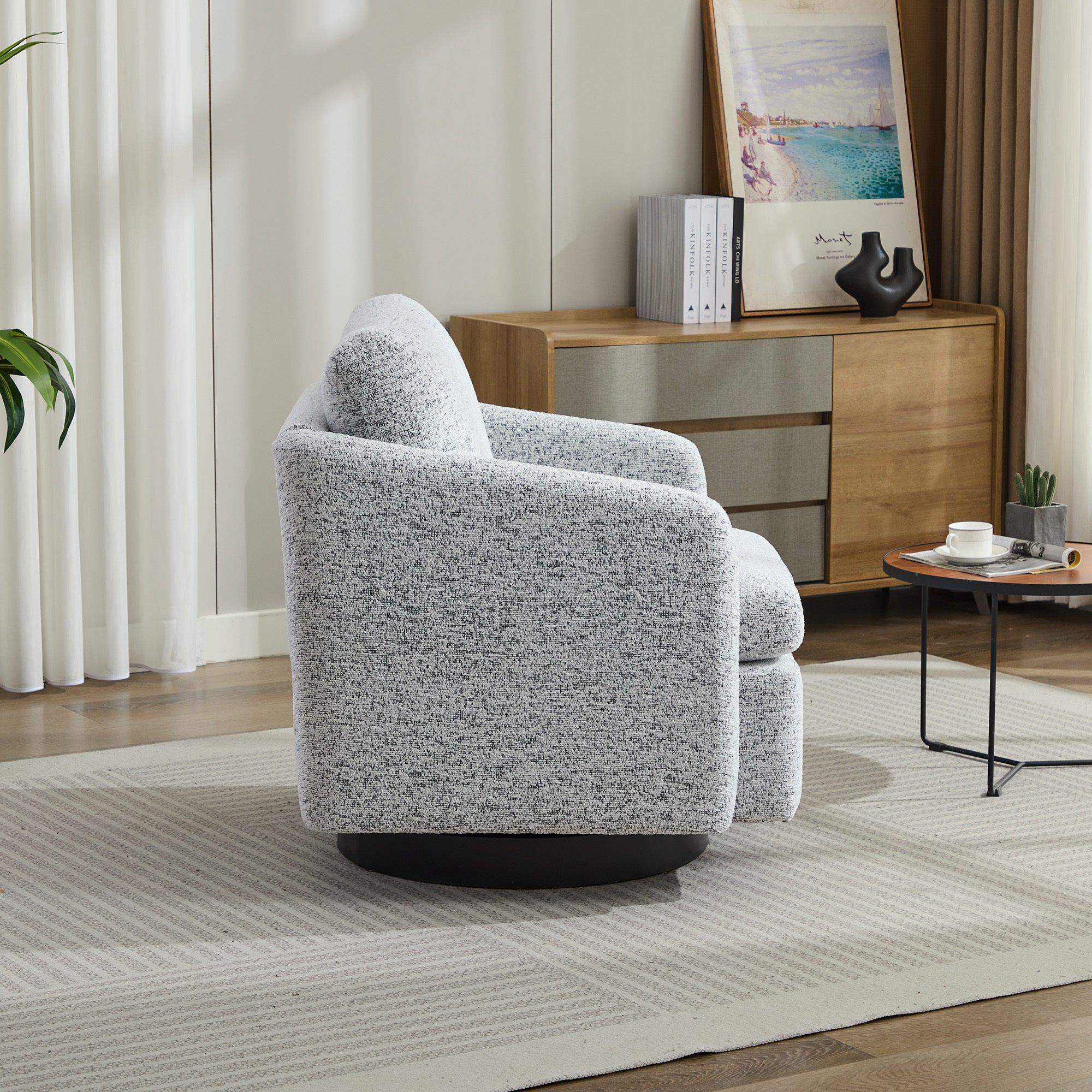 31.5"W  Comfy Round Swivel Accent Chair-3
