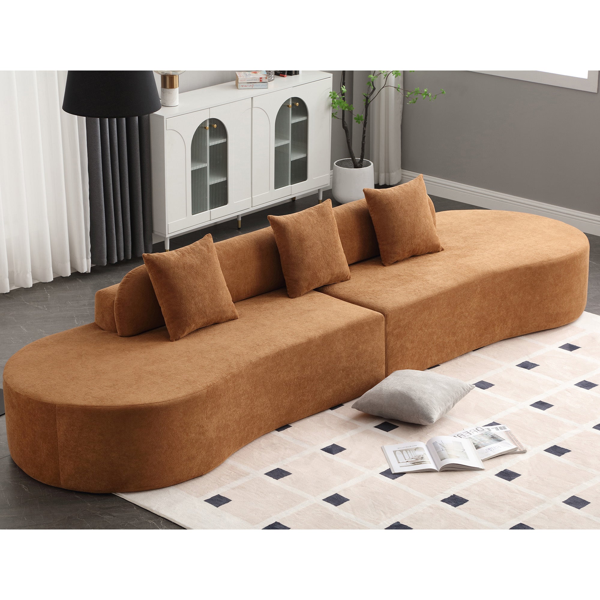 Modern Curved Terrycloth Fabric Sofa