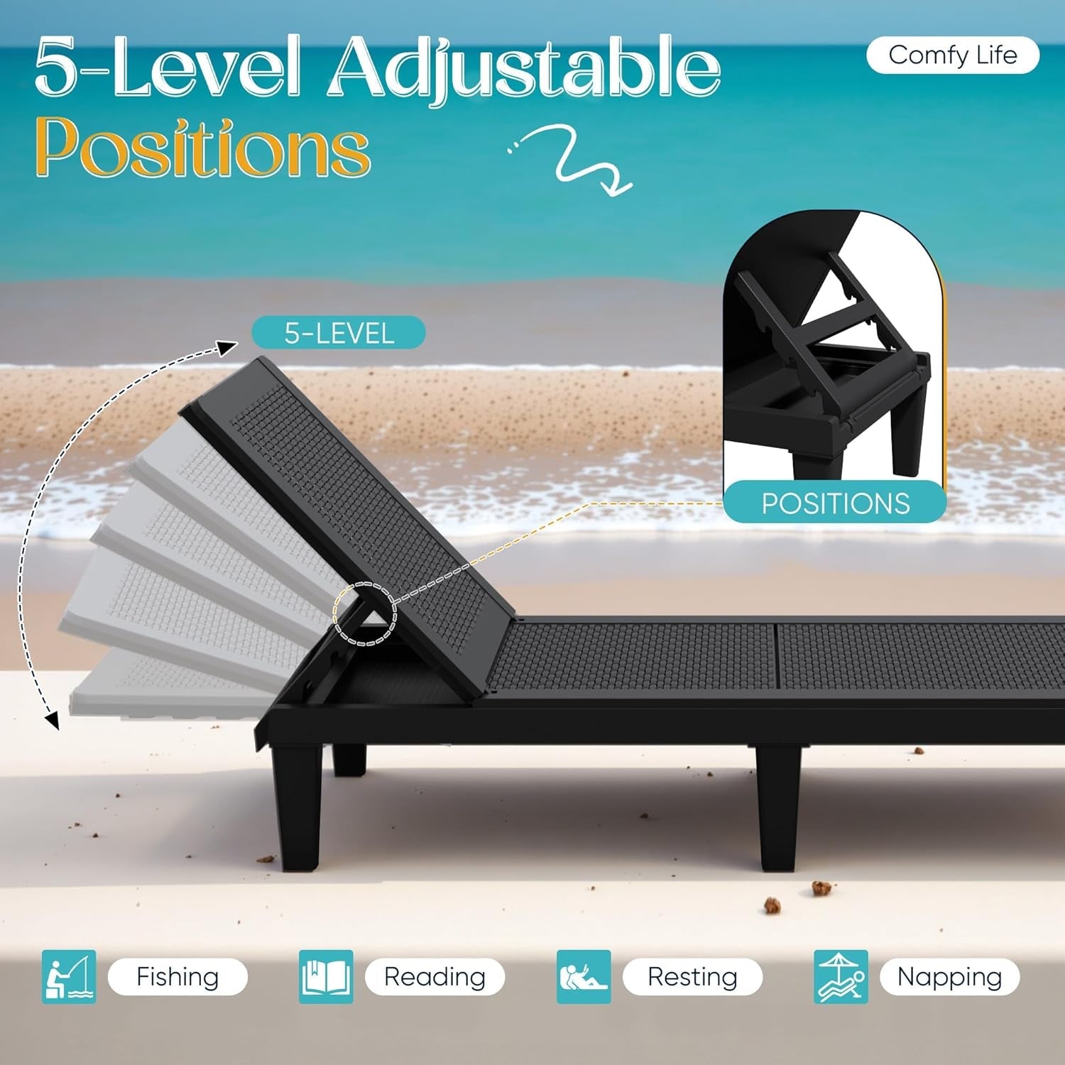 Adjustable Outdoor Chaise Lounge Chairs Set for Relaxation-2