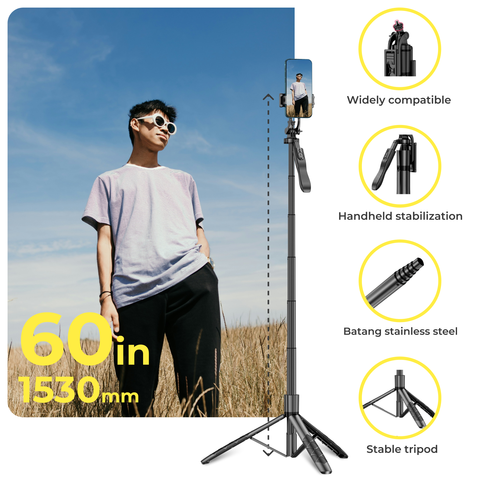 62-inch Phone Tripod and Selfie Stick
