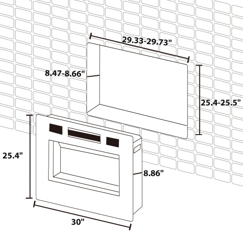 30-inch LED Recessed Electric Fireplace