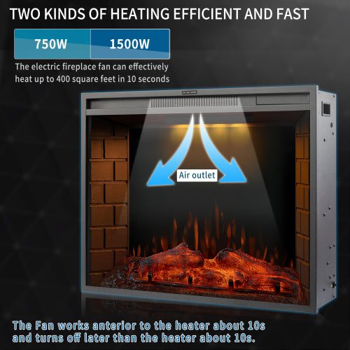 30-inch LED Recessed Electric Fireplace