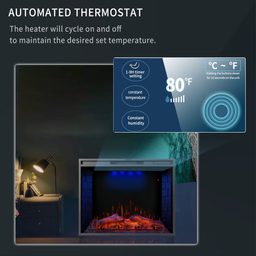 30-inch LED Recessed Electric Fireplace