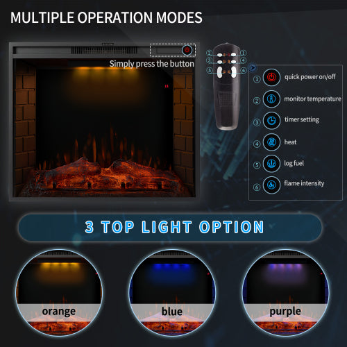 30-inch LED Recessed Electric Fireplace