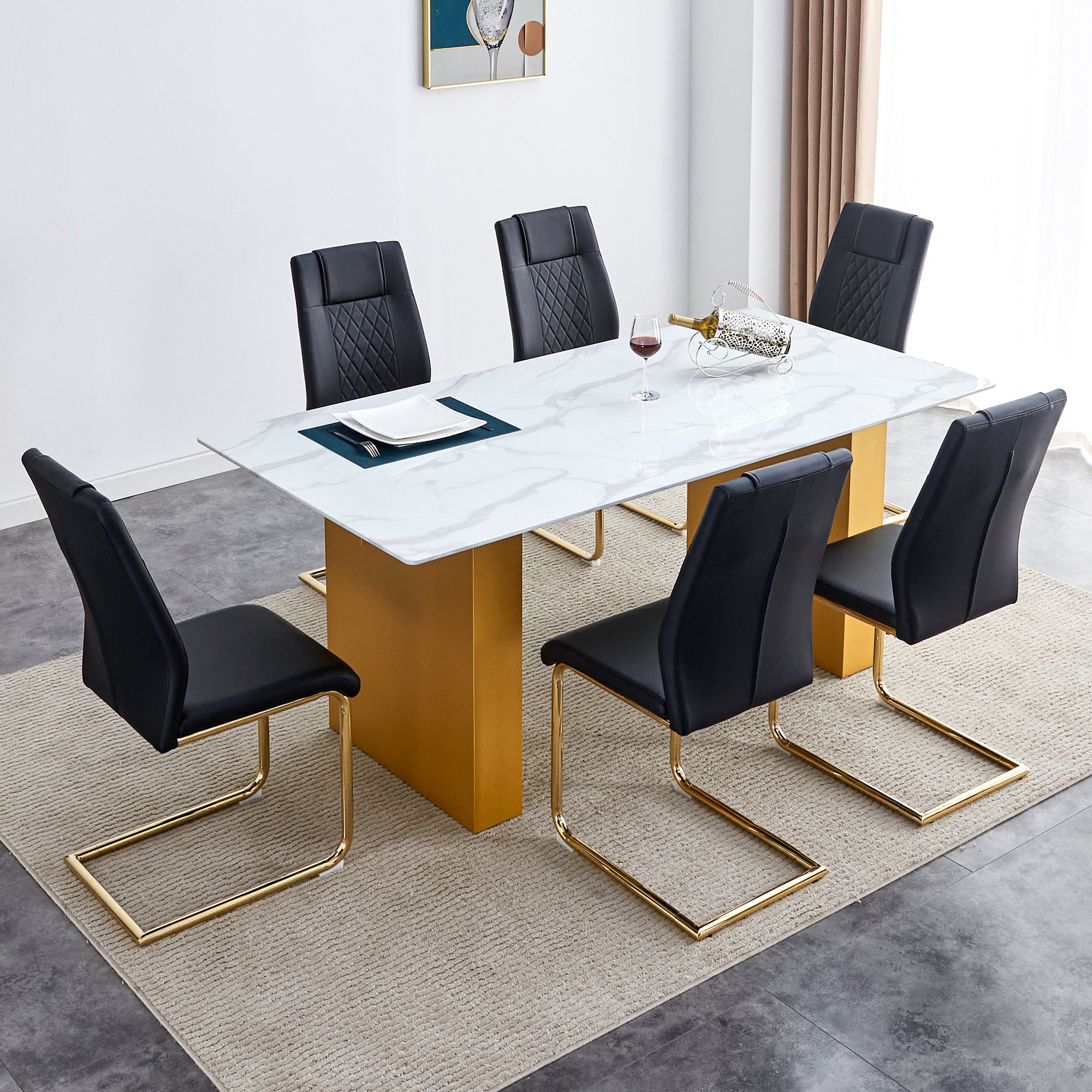 Table and chair set.Large modern rectangular table with 0.4 inch