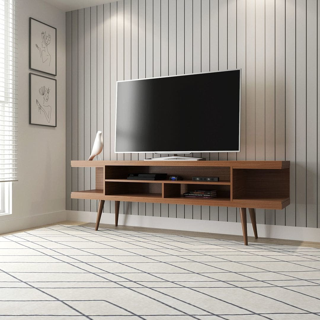 Manhattan Comfort Utopia 70" TV Stand with Splayed Wooden Legs-1