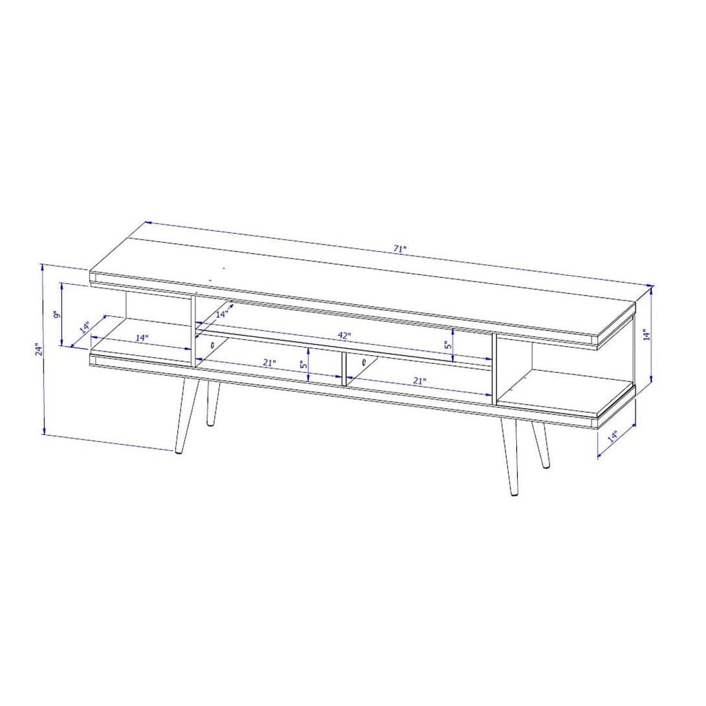 Manhattan Comfort Utopia 70" TV Stand with Splayed Wooden Legs-3