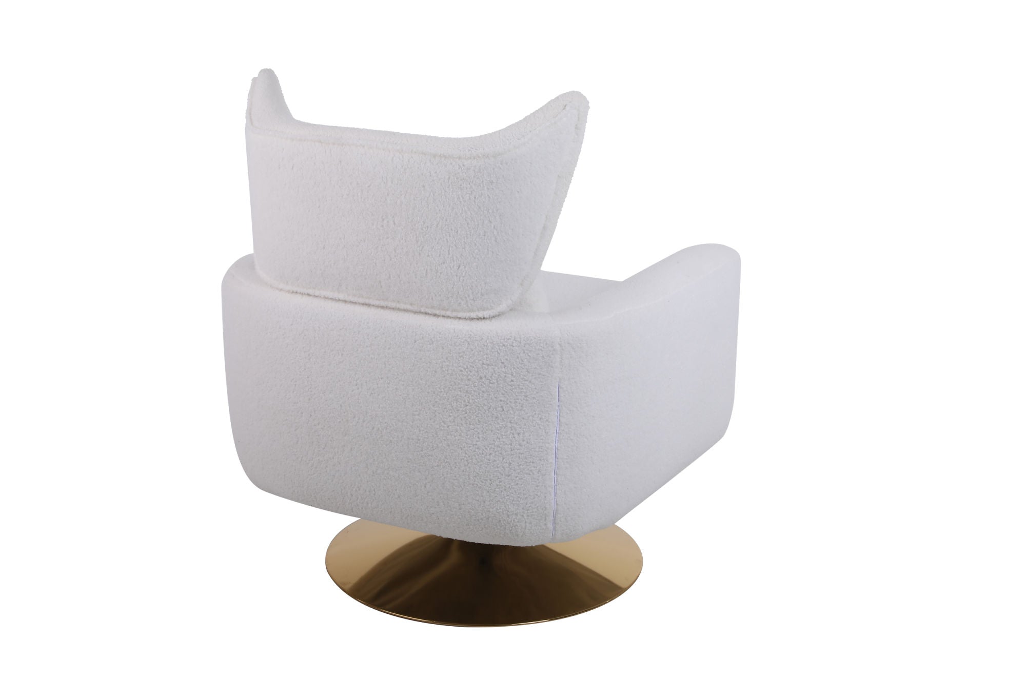 Classic Mid-Century 360-degree Swivel Accent Chair, White Teddy Fabric-4