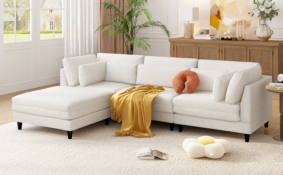 Modern Modular Sectional Sofa with Movable Ottoman